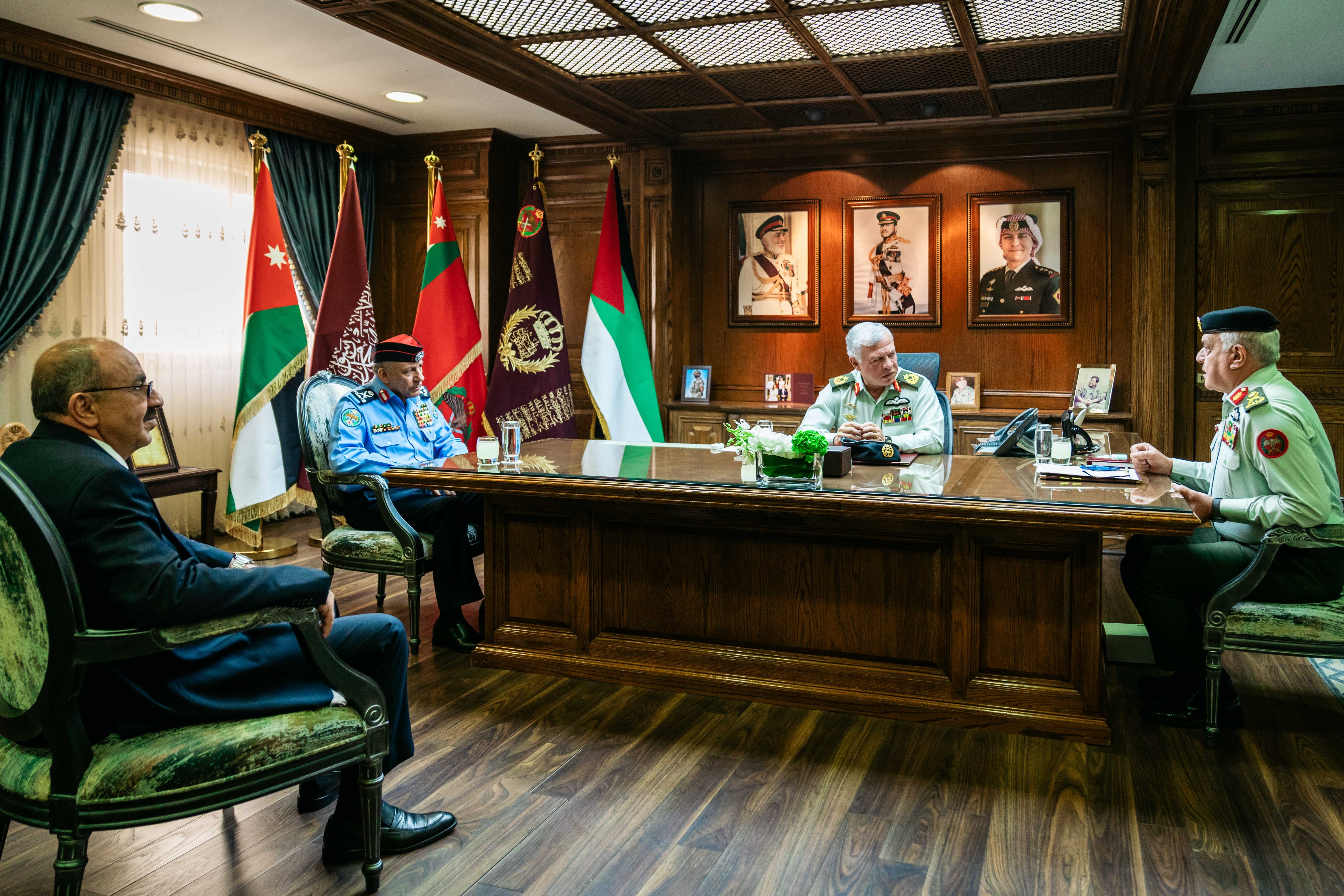 His Majesty King Abdullah, the Supreme Commander of the Jordan Armed Forces-Arab Army, visits the General Command of the JAF on the 67th anniversary of the Arabisation of Army leadership on Wednesday (Photo courtesy of Royal Court)